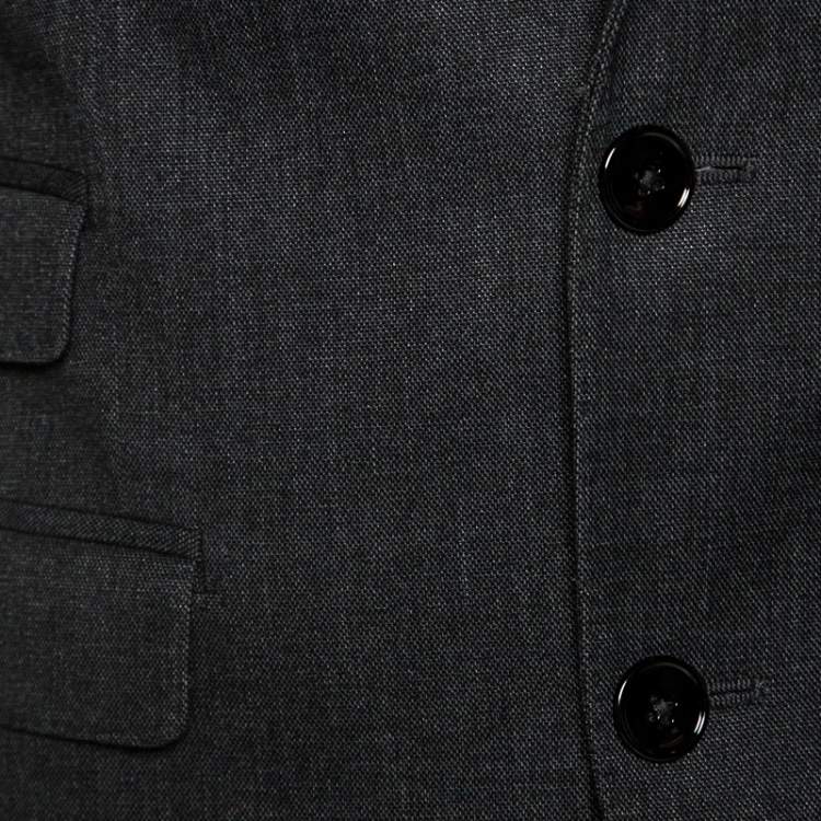 Pre Owned Dolce & Gabbana Dark Grey Cotton Two Buttoned Blazer S