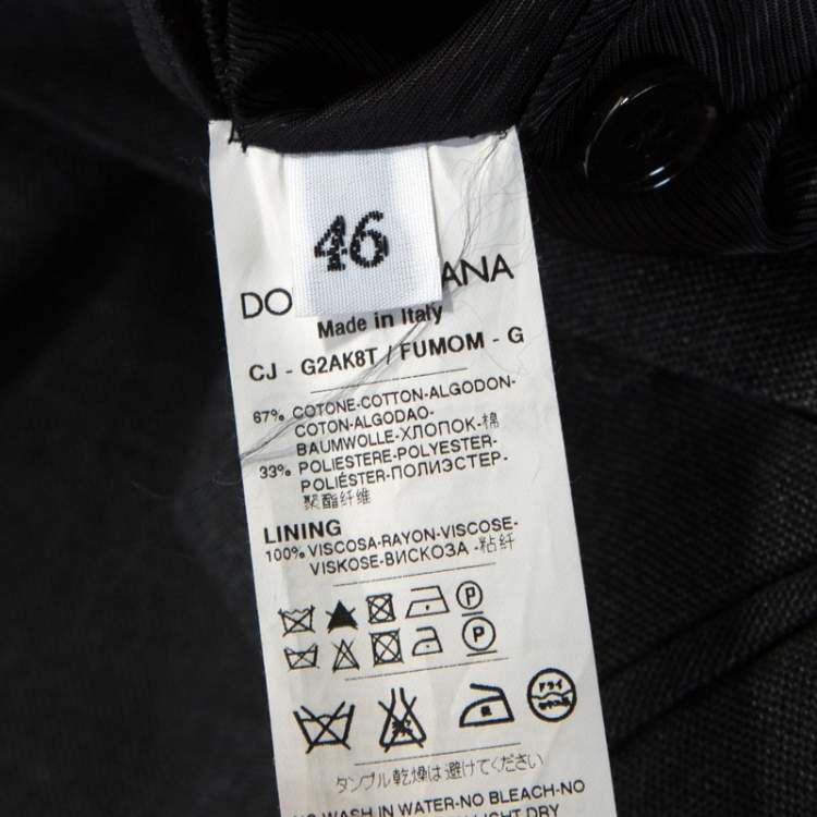 Pre Owned Dolce & Gabbana Dark Grey Cotton Two Buttoned Blazer S