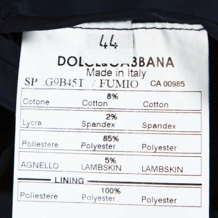 Pre Owned Dolce & Gabbana Navy Blue Leather Trim Bomber Jacket XS