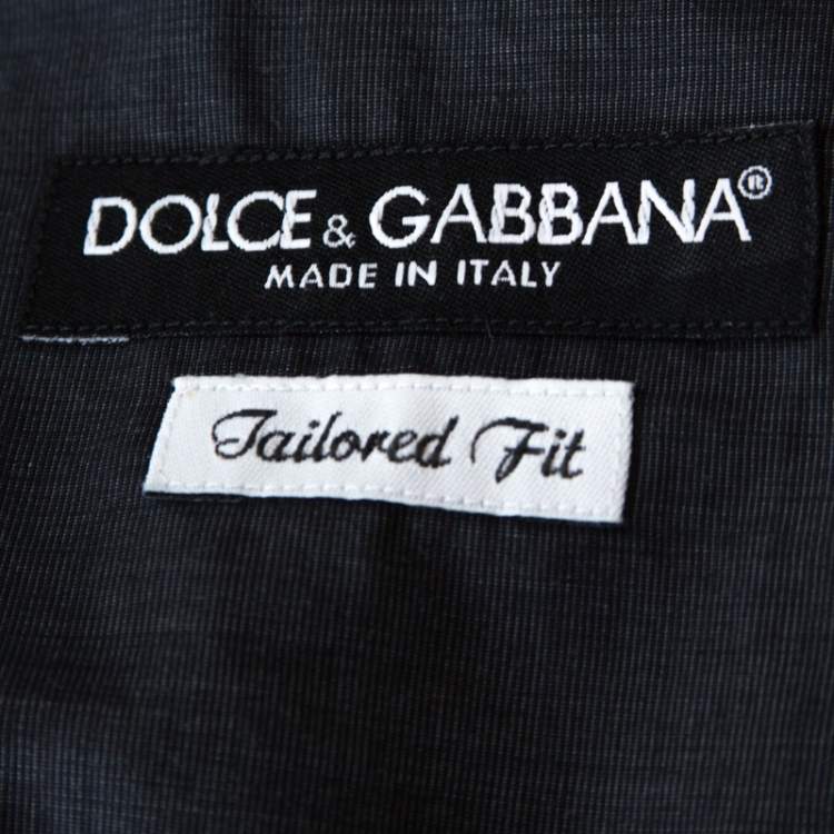 مملوكة مسبقًا Dolce & Gabbana Grey Chambray Cotton Tailored Fit Shirt XL