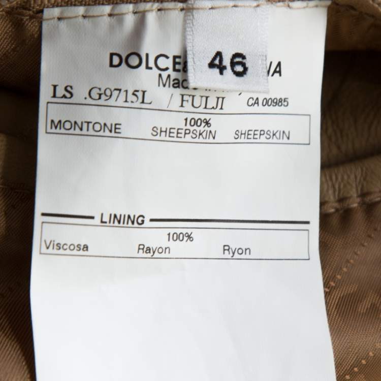 Pre Owned Dolce & Gabbana Brown Leather Bomber Jacket S