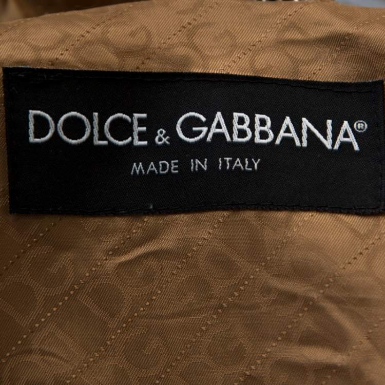Pre Owned Dolce & Gabbana Brown Leather Bomber Jacket S