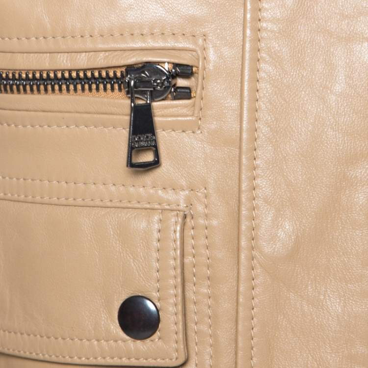 Pre Owned Dolce & Gabbana Brown Leather Bomber Jacket S