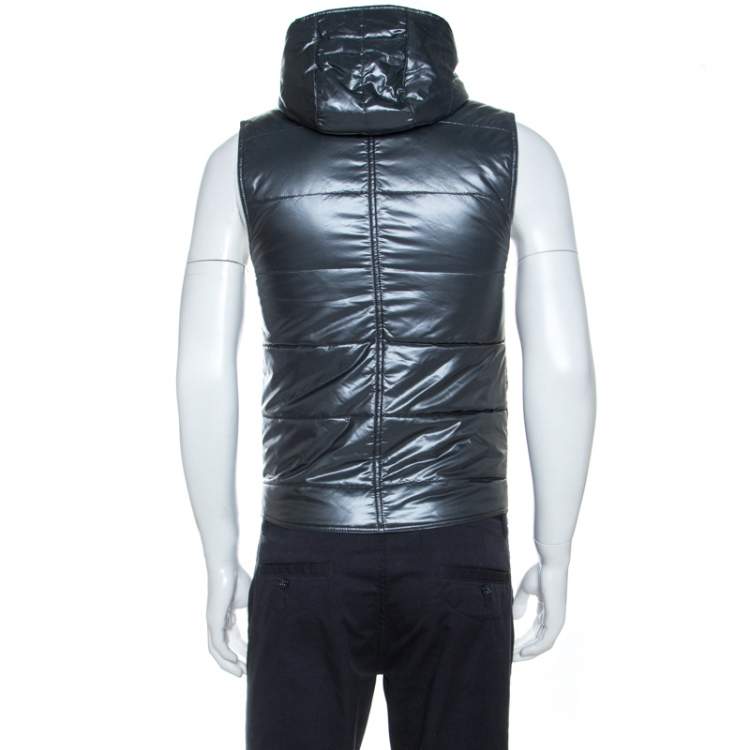 Pre Owned Dolce & Gabbana Grey Nylon Sleeveless Quilted Jacket XS