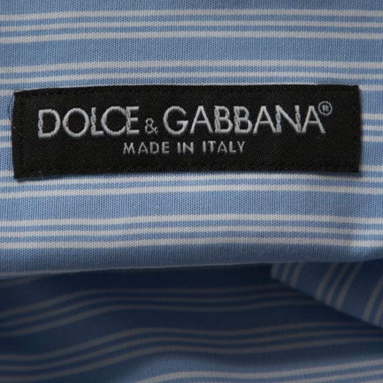Pre Owned Dolce & Gabbana Bicolor Striped Cotton Long Sleeve Shirt XXL