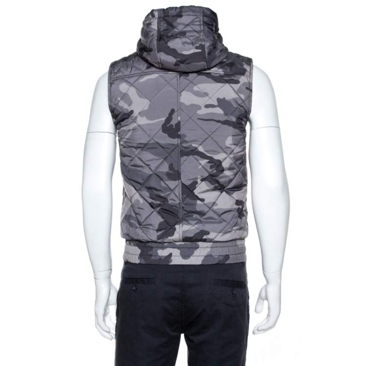 Pre Owned Dolce & Gabbana Grey Camo Print Quilted Vest M