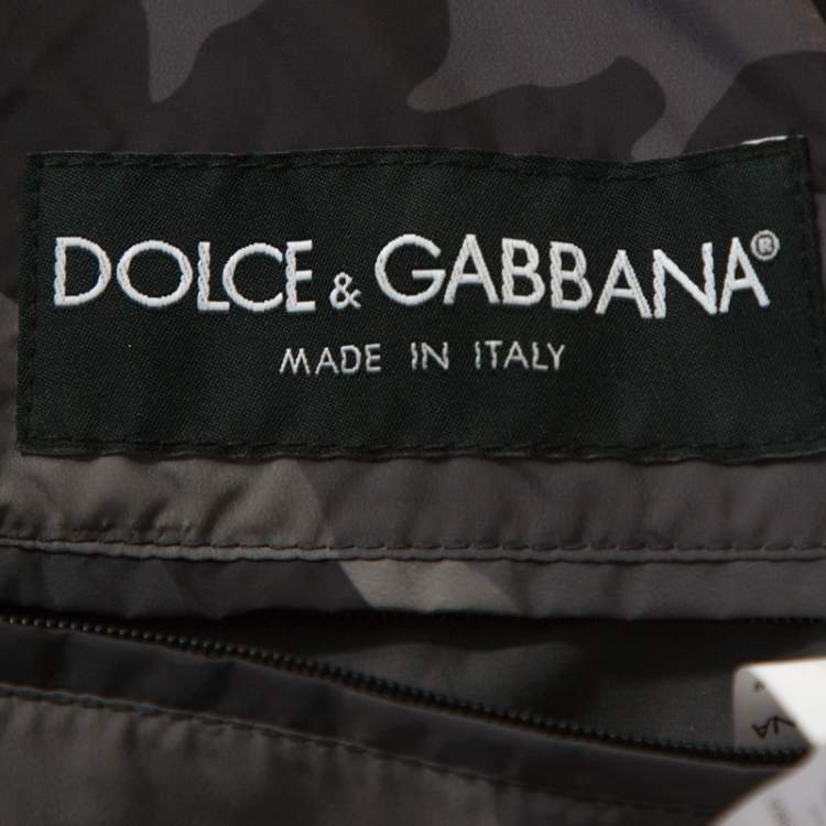 Pre Owned Dolce & Gabbana Grey Camo Print Quilted Vest M