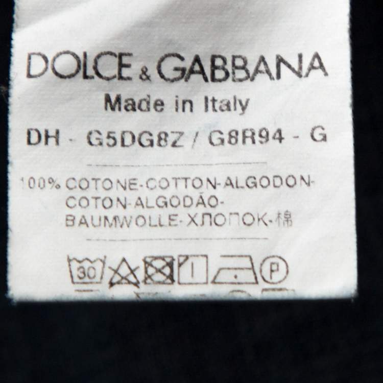 Pre Owned Dolce & Gabbana Gold Indigo Denim Customised Patch Shirt M