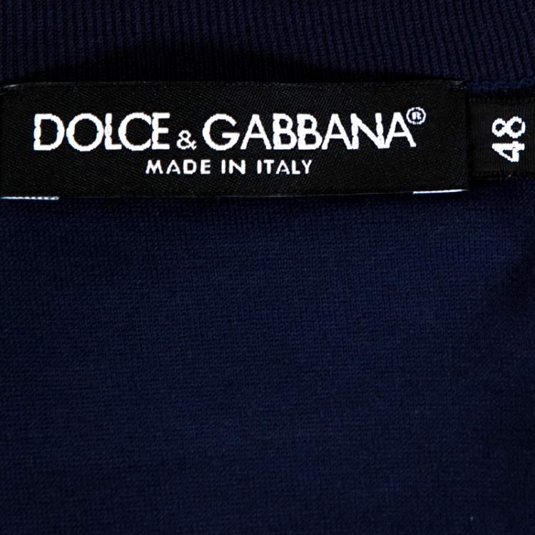Pre Owned Dolce & Gabbana Navy Blue Samba Rooster Print Cotton T-Shirt M