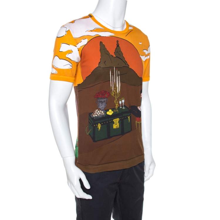 Pre Owned Dolce & Gabbana Multicolor Sicilian Western Print Cotton T-Shirt M