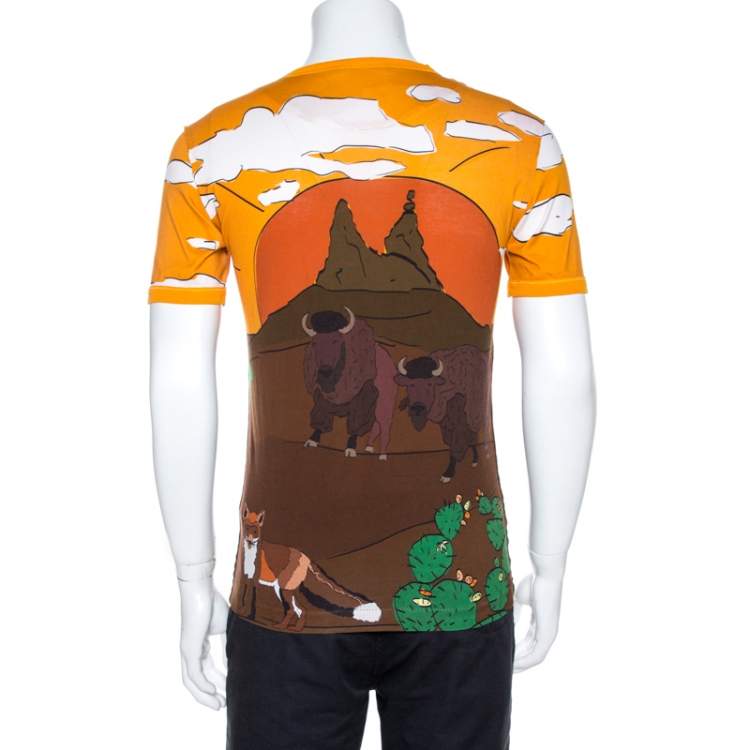 Pre Owned Dolce & Gabbana Multicolor Sicilian Western Print Cotton T-Shirt M