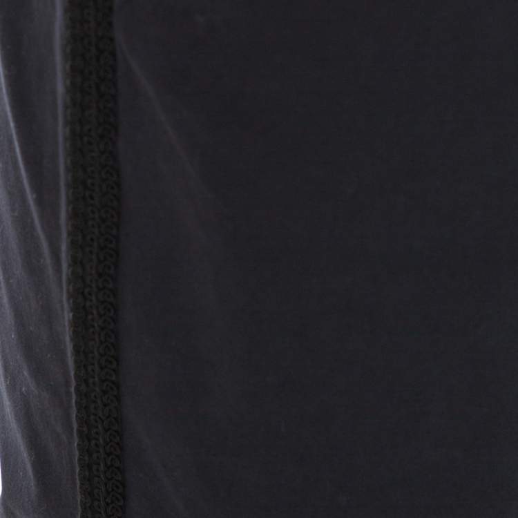 Pre Owned Dolce & Gabbana Black Cotton Embroidered Trim Trousers M