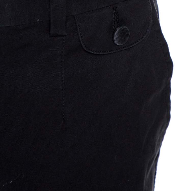 Pre Owned Dolce & Gabbana Black Cotton Embroidered Trim Trousers M