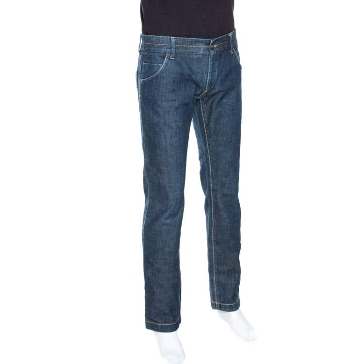 Pre Owned Dolce & Gabbana Blue Denim Straight Leg Jeans M