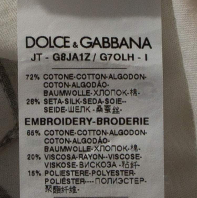Pre Owned Dolce & Gabbana White Designers & Pets Print Cotton Silk T-Shirt XS