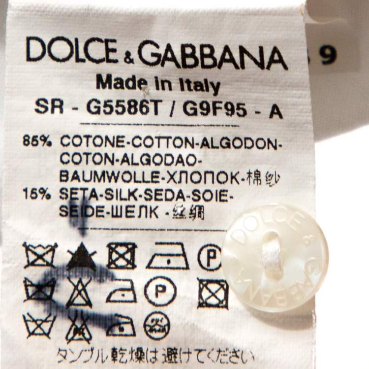Pre Owned Dolce & Gabbana Martini Off White Cotton Silk Button Front Shirt S
