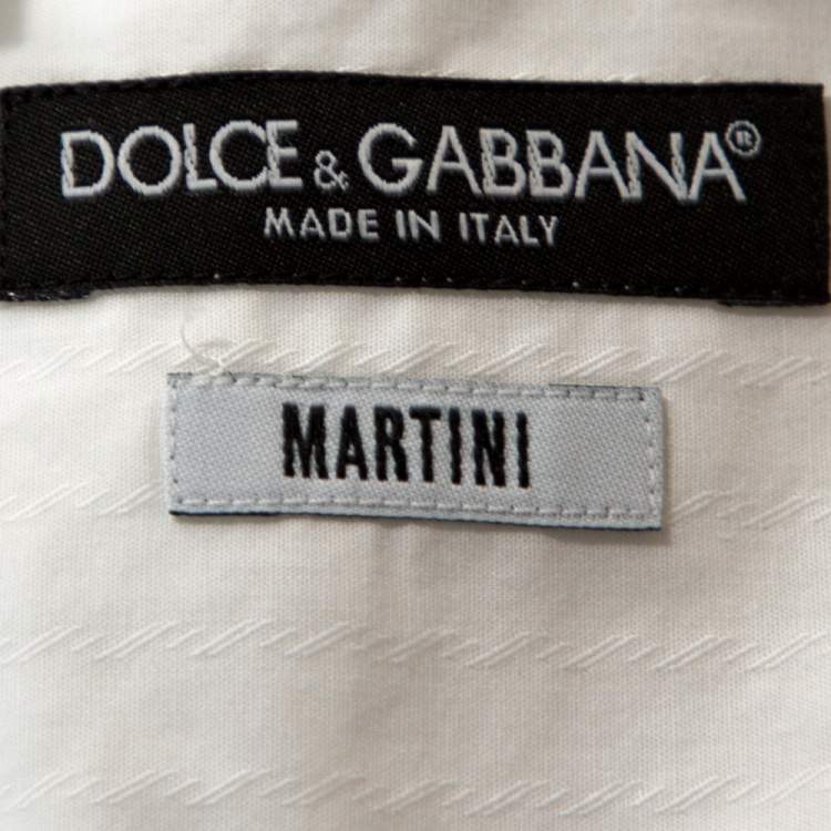 Pre Owned Dolce & Gabbana Martini Off White Cotton Silk Button Front Shirt S