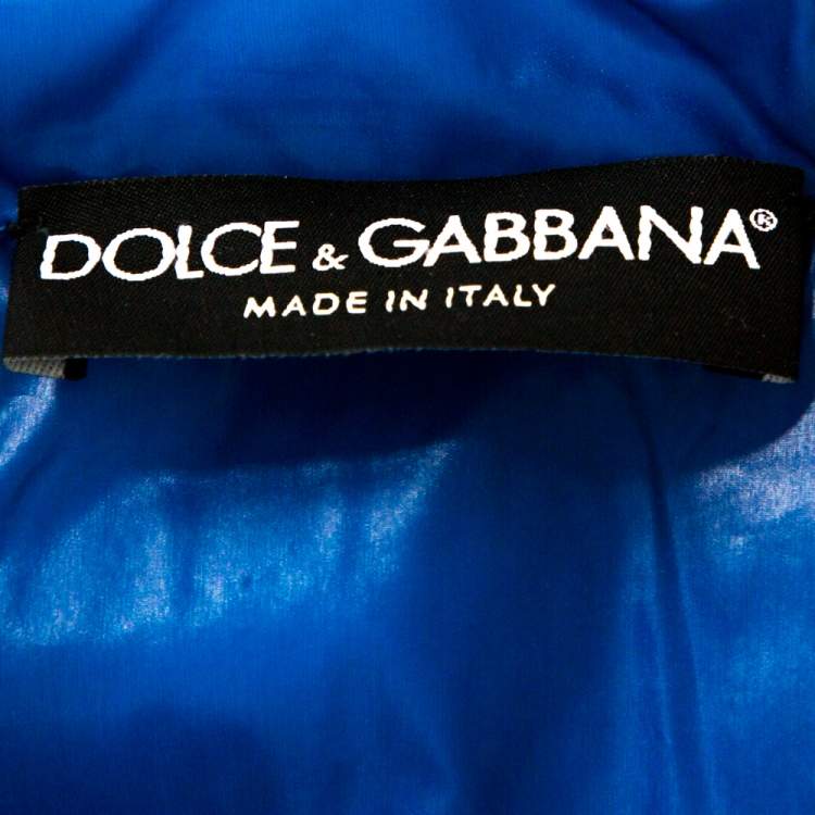 Pre Owned Dolce & Gabbana Blue Nylon Hooded Puffer Jacket S
