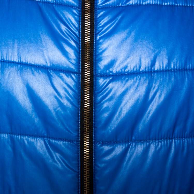 Pre Owned Dolce & Gabbana Blue Nylon Hooded Puffer Jacket S