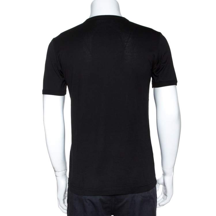 Pre Owned Dolce & Gabbana Black Rumba Guitar Appliqued Cotton T-Shirt M