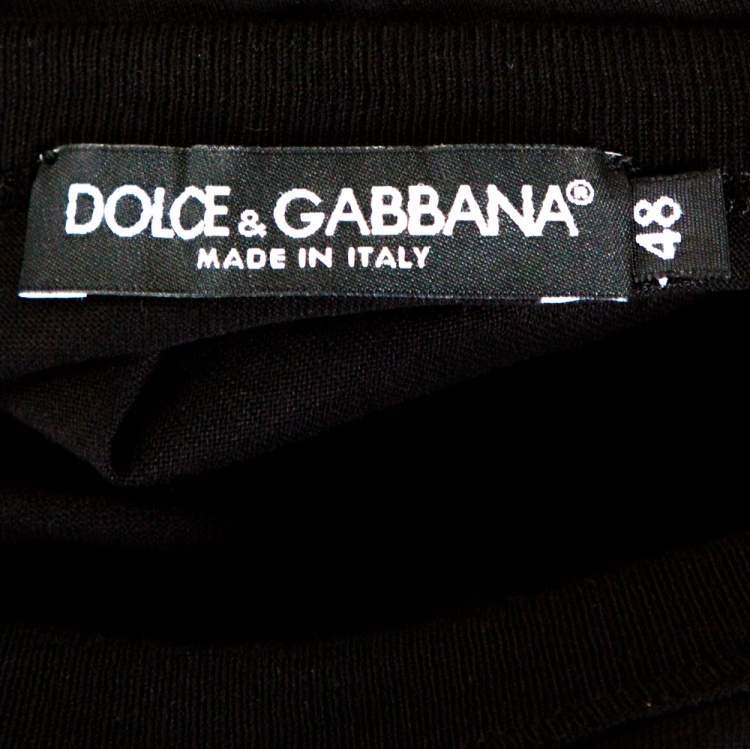 Pre Owned Dolce & Gabbana Black Rumba Guitar Appliqued Cotton T-Shirt M