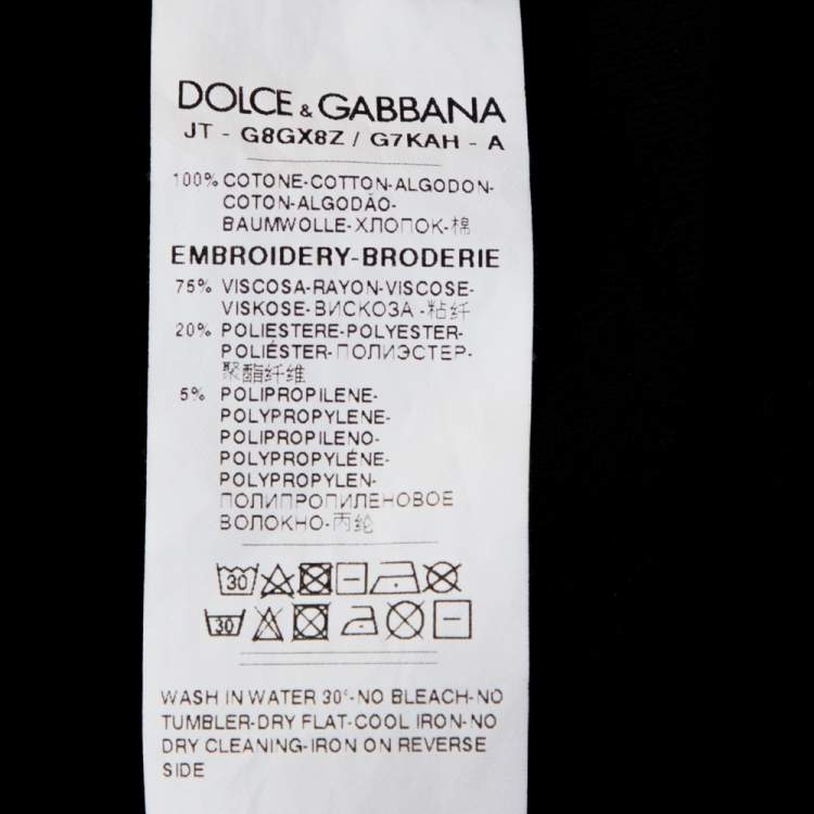 Pre Owned Dolce & Gabbana Black Rumba Guitar Appliqued Cotton T-Shirt M