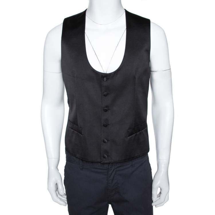 Pre Owned Dolce & Gabbana Red Silk Martini Vest and Tuxedo Blazer Set S