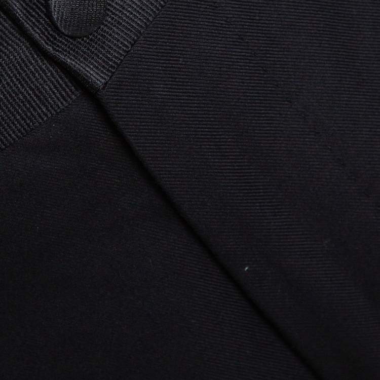 مملوكة مسبقًا Dolce & Gabbana Black Cotton Silk Grosgrain Trim Tailored Trousers L