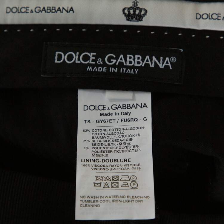 مملوكة مسبقًا Dolce & Gabbana Black Cotton Silk Grosgrain Trim Tailored Trousers L
