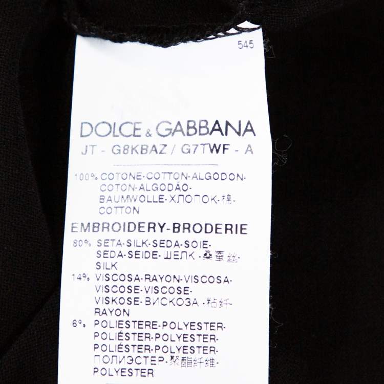 Pre Owned Dolce & Gabbana Black Cotton Logo Applique T-Shirt XL