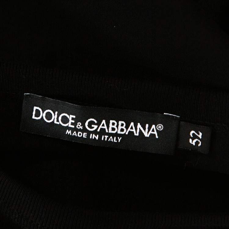 Pre Owned Dolce & Gabbana Black Cotton Logo Applique T-Shirt XL