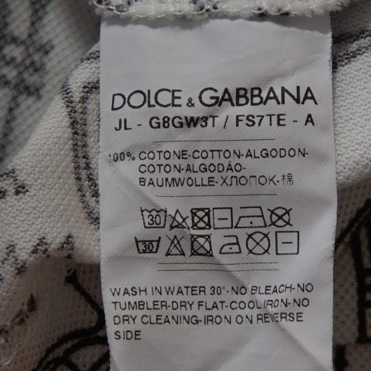 Pre Owned Dolce & Gabbana White Musical Instrument Print Cotton Polo T-Shirt 3XL