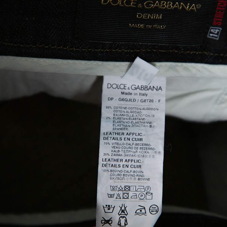 Pre Owned Dolce & Gabbana Indigo Faded Effect Denim Distressed Jeans S 