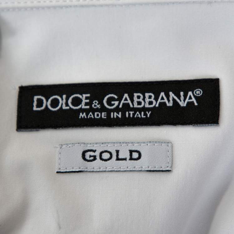 Pre Owned Dolce & Gabbana White Cotton Butterfly Applique  Button Front Shirt XXL