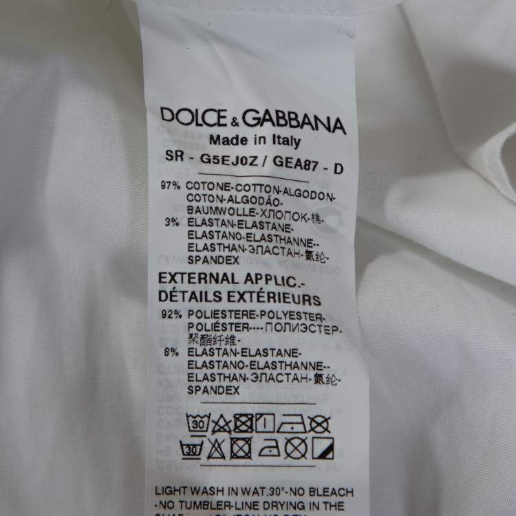 Pre Owned Dolce & Gabbana White Cotton Butterfly Applique  Button Front Shirt XXL