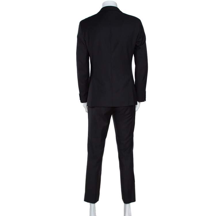 Pre Owned Dolce & Gabbana Black Striped Regular Fit Suit M