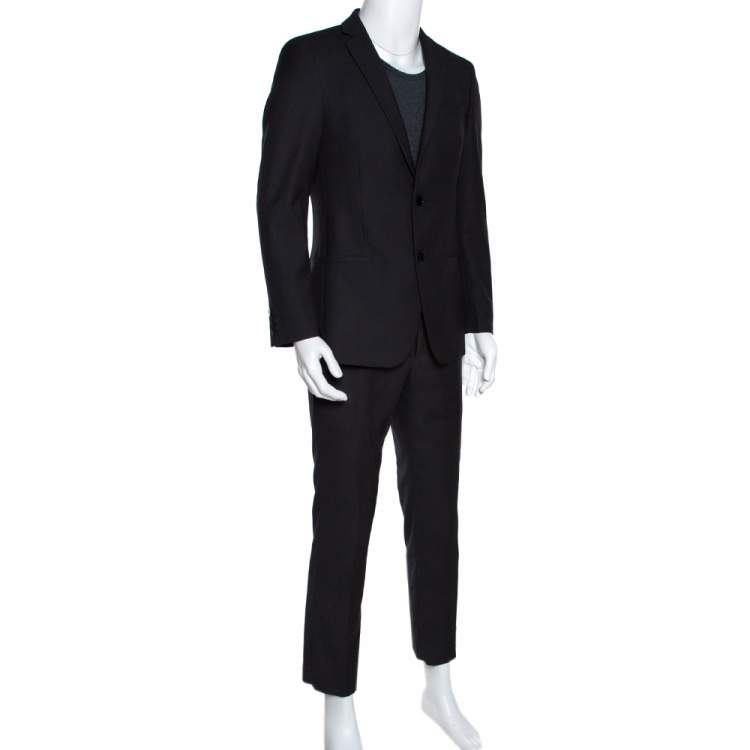 Pre Owned Dolce & Gabbana Black Striped Regular Fit Suit M