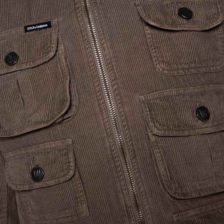 Pre Owned Dolce & Gabbana Brown Corduroy Fur Lined Zip Front Jacket S