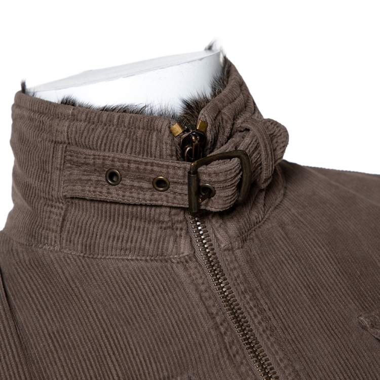 Pre Owned Dolce & Gabbana Brown Corduroy Fur Lined Zip Front Jacket S