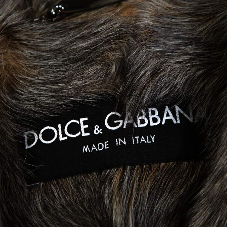 Pre Owned Dolce & Gabbana Brown Corduroy Fur Lined Zip Front Jacket S