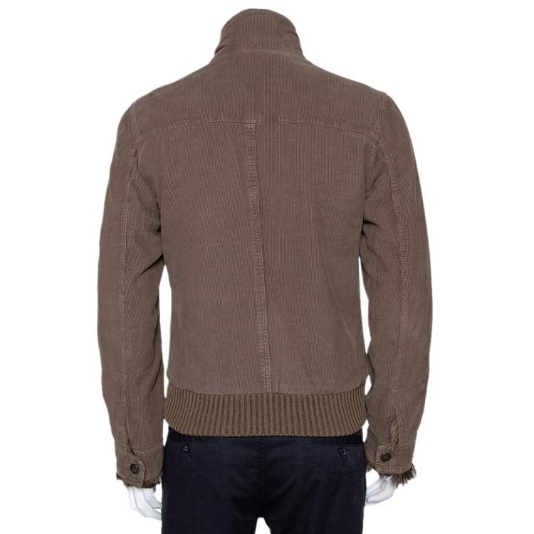 Pre Owned Dolce & Gabbana Brown Corduroy Fur Lined Zip Front Jacket S