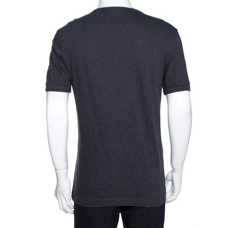 Pre Owned Dolce & Gabbana Grey Cotton Royal Print T Shirt M