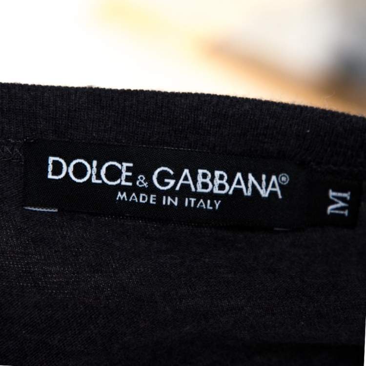Pre Owned Dolce & Gabbana Grey Cotton Royal Print T Shirt M