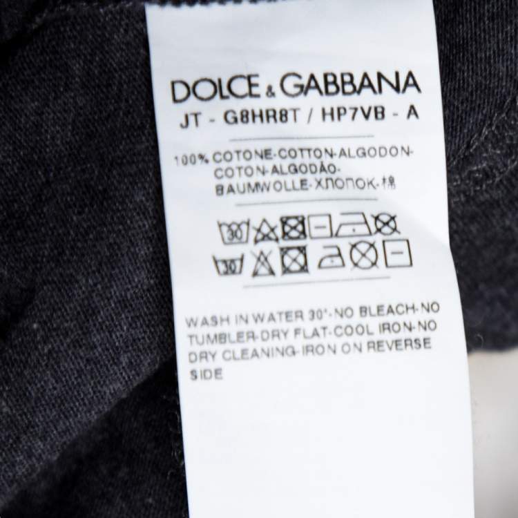 Pre Owned Dolce & Gabbana Grey Cotton Royal Print T Shirt M
