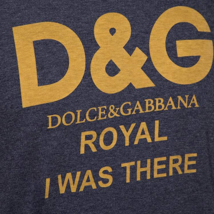 Pre Owned Dolce & Gabbana Grey Cotton Royal Print T Shirt M