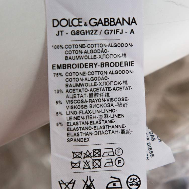 Pre Owned Dolce & Gabbana Cream Cotton Cowboy Patch T Shirt M 