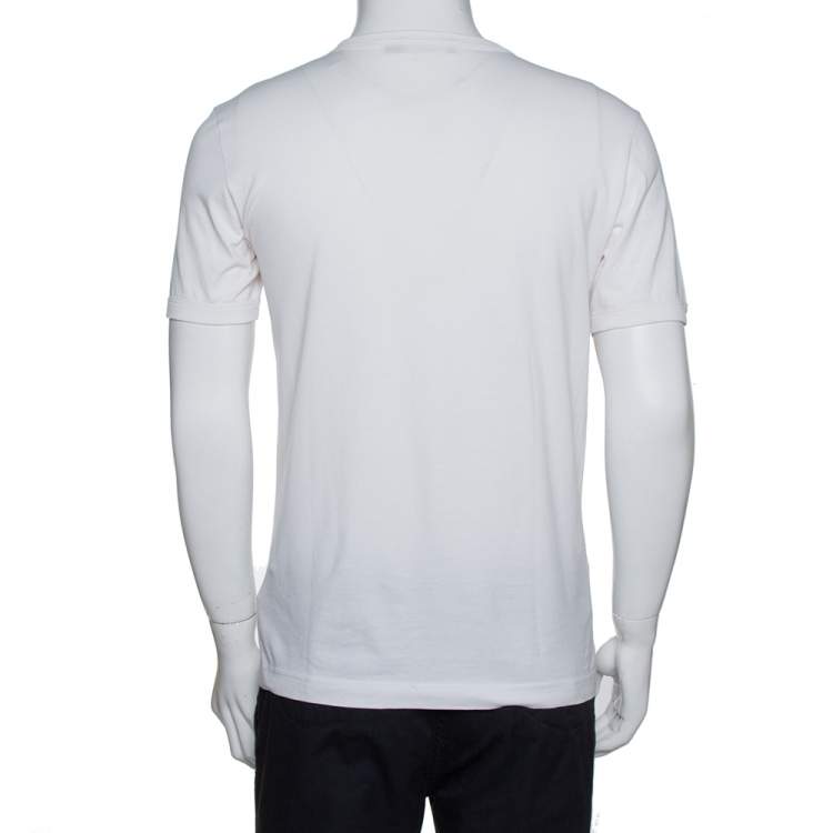 Pre Owned Dolce & Gabbana Cream Cotton Cowboy Patch T Shirt M 