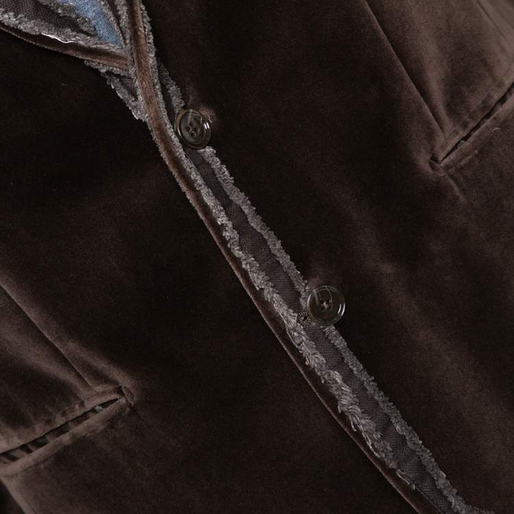 Pre Owned Dolce & Gabbana Brown Velvet Raw Edge Detail Blazer M