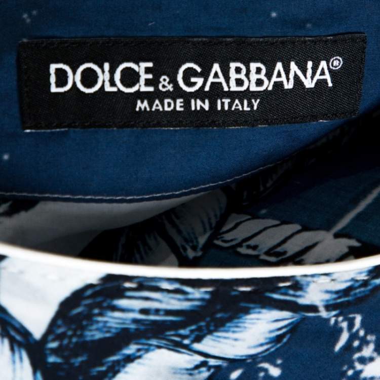 مملوكة مسبقًا Dolce & Gabbana Blue Printed Cotton Thobe XL