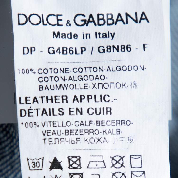 Pre Owned Dolce & Gabbana 14 Indigo Light Washed Denim Distressed Jeans L